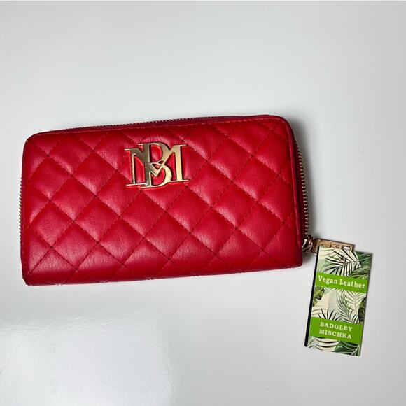 Mischka Madgley Red Zip Up Vegan Leather Wallet with Multiple Slots - Picture 1 of 15
